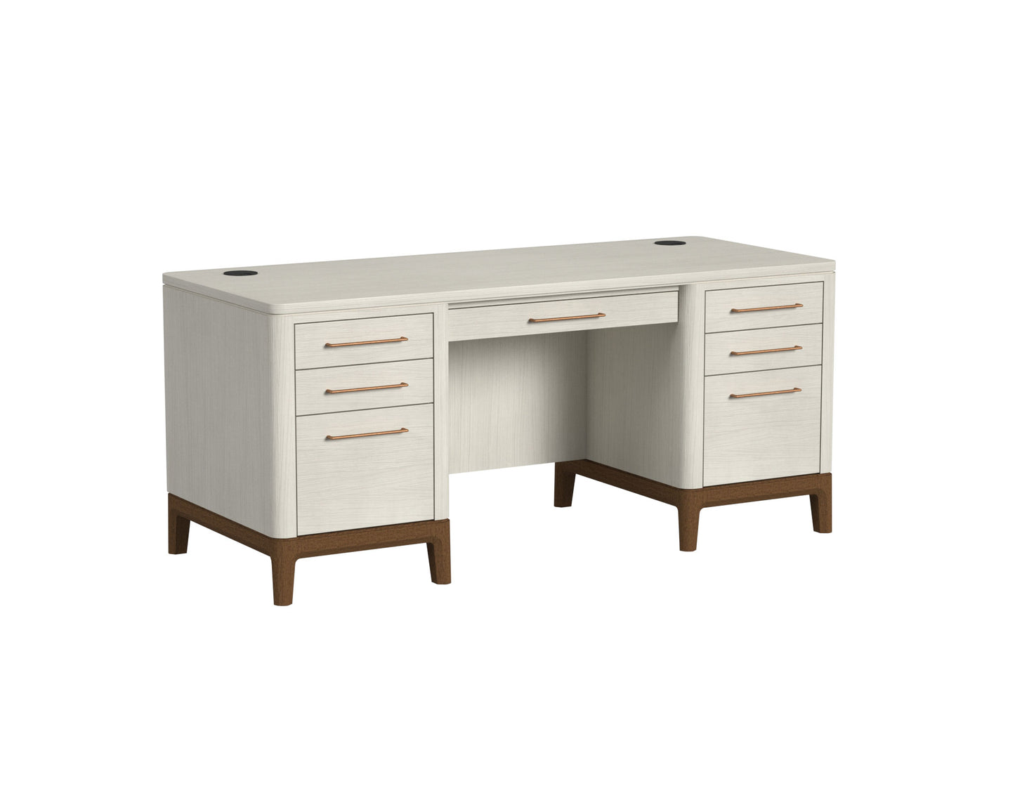 Pomona Double Pedestal Sofa White Desk Set
