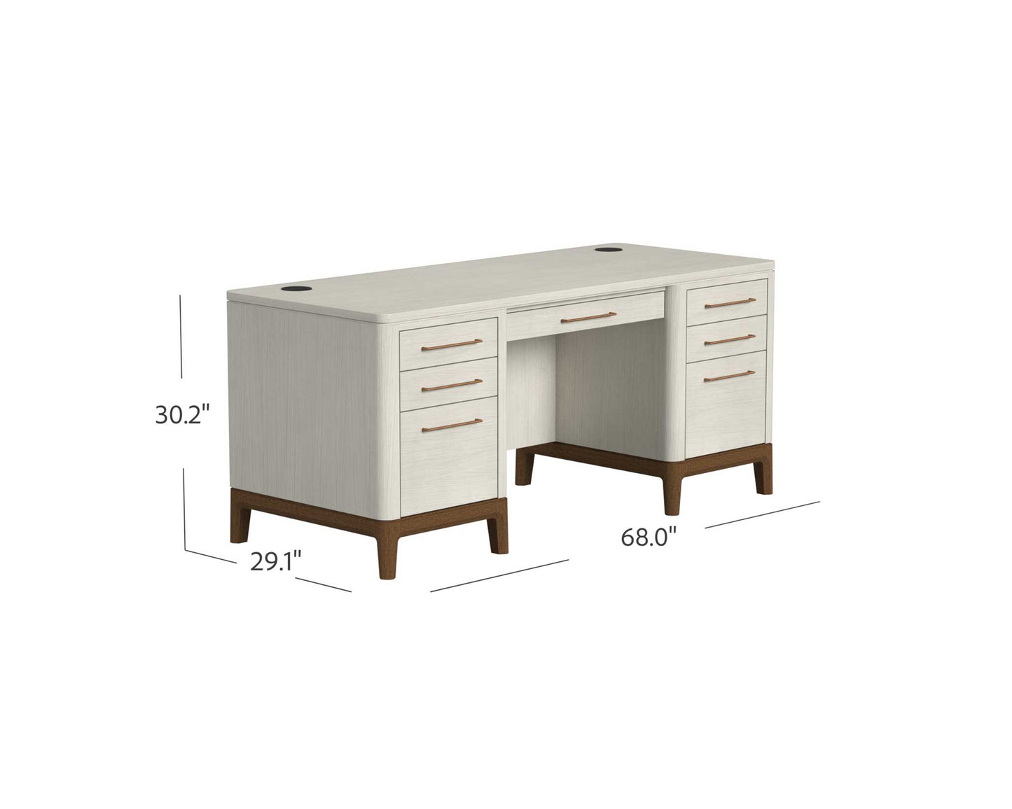 Pomona Double Pedestal Sofa White Desk Set