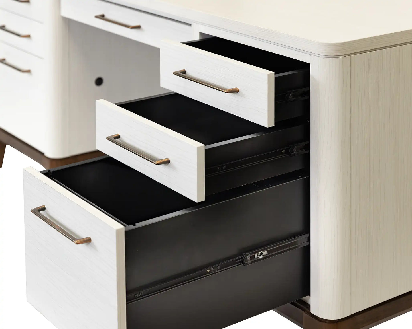 Pomona Double Pedestal Sofa White Desk Set