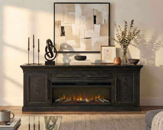 Willow Lane Black Fireplace TV Console