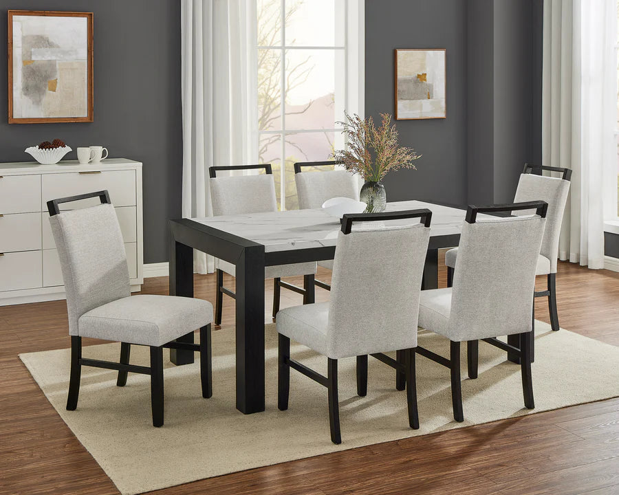 Jules 7 Pc Faux Marble Dining Set