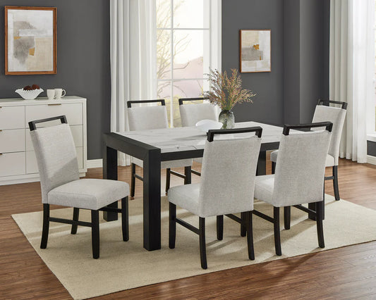 Jules 7 Pc Faux Marble Dining Set