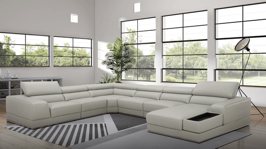 Kuka Gray Top Grain Leather Sectional by ESF
