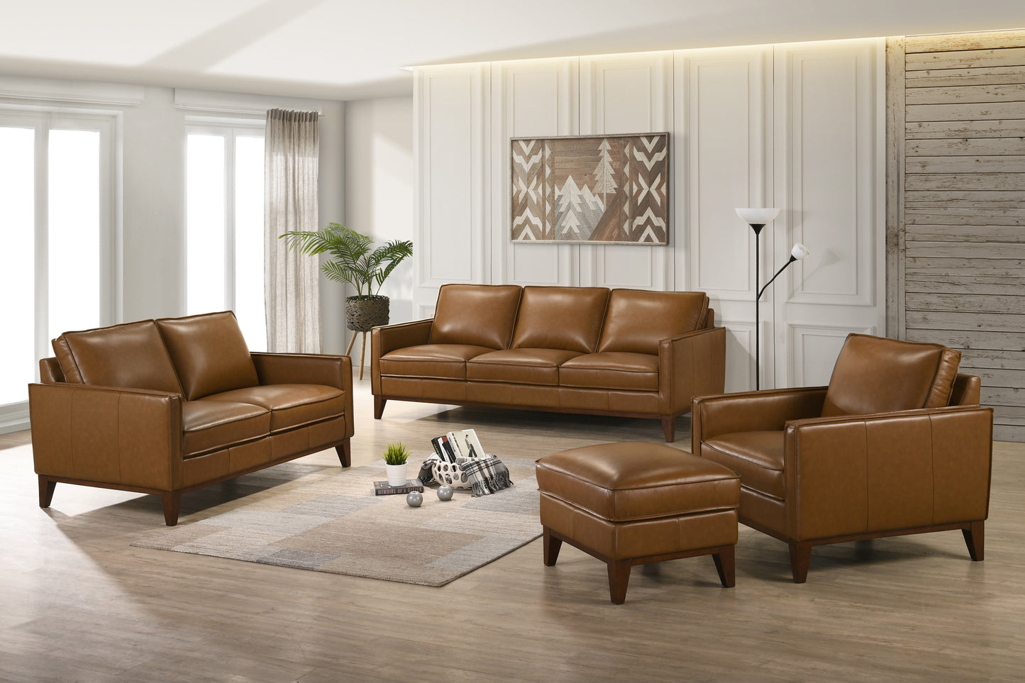 Caspar Caramel Leather Sofa Collection