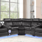Lacrosse Power Sectional - Gray Faux Leather