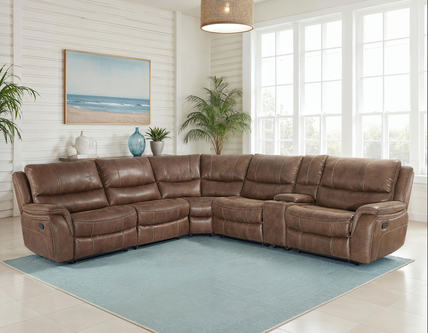 Lehi 6 Pc Brindle Manual Reclining Sectional
