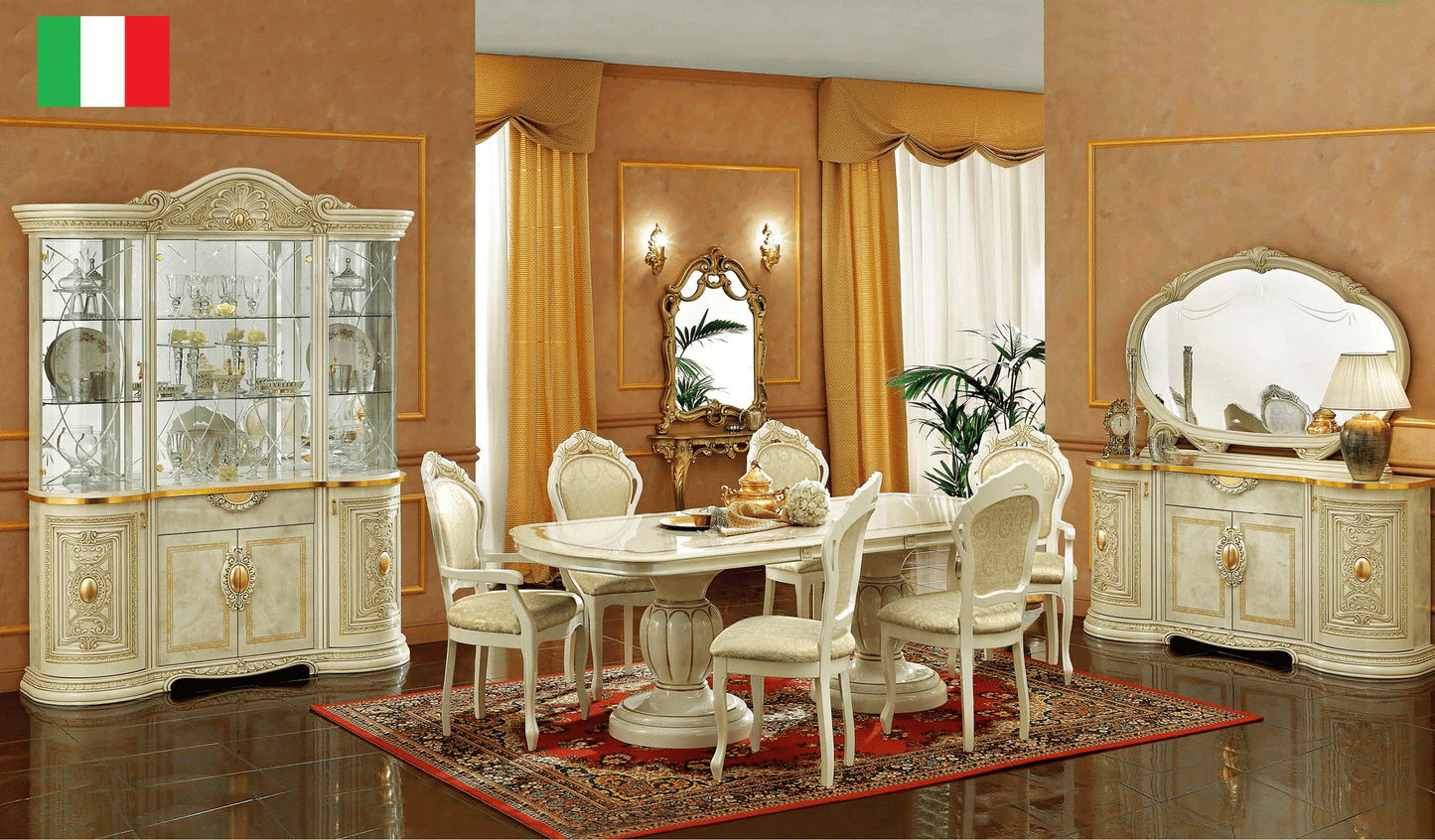 Leanardo Ivory Lacquer Dining Collection by ESF