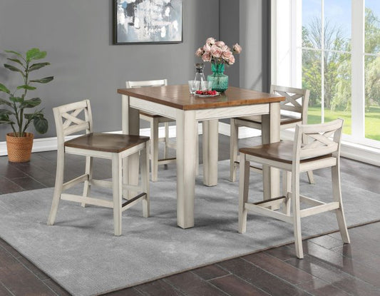 Lindale colección de comedor rústico de dos tonos, 5 piezas