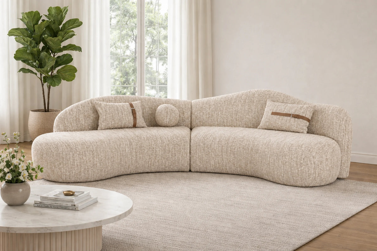 Melano Curved Cream Sectional by Sharelle