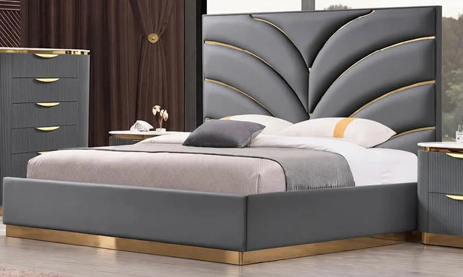 McFerran B1003 King 4 Pc Gray Bedroom Set