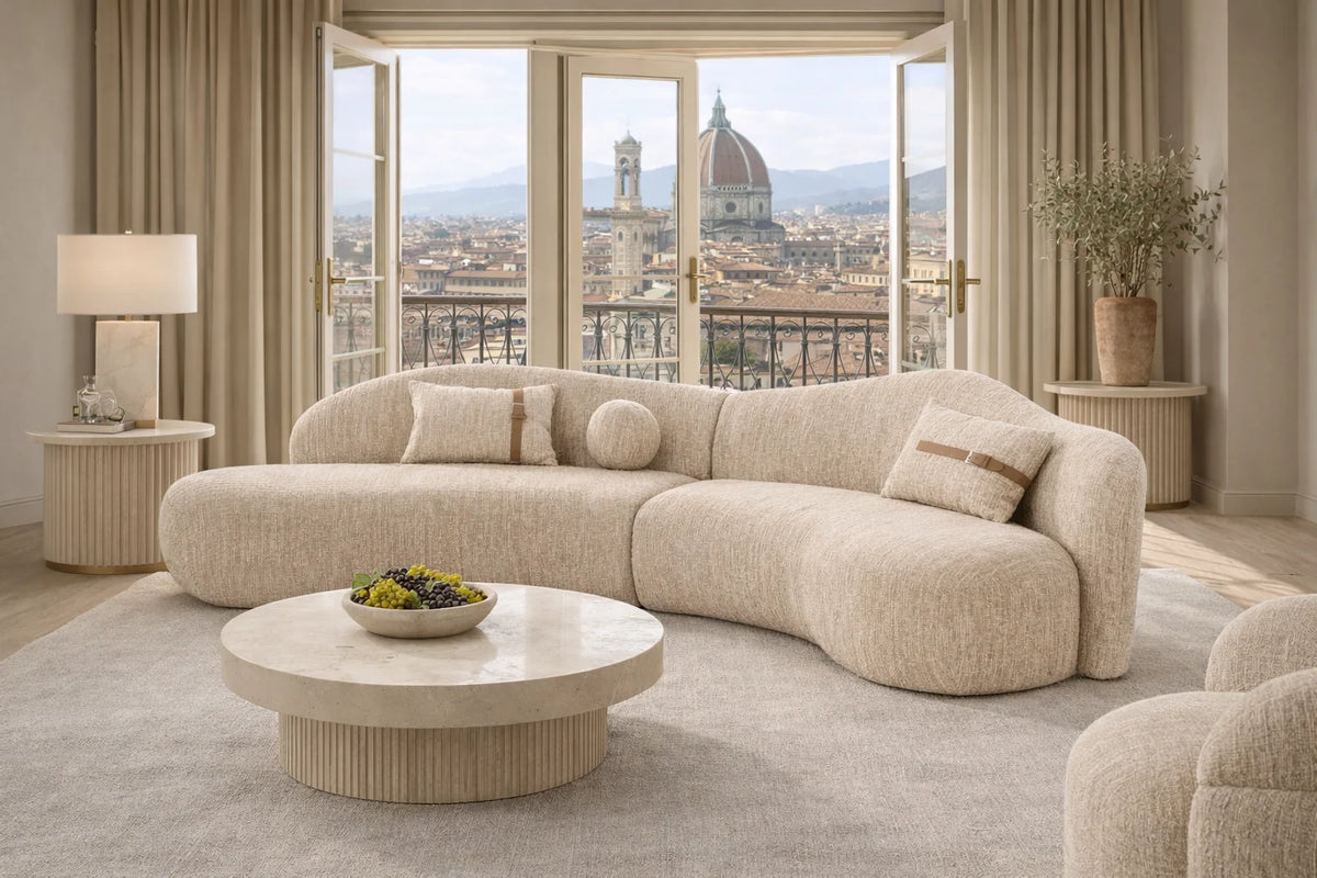 Melano Curved Cream Sectional by Sharelle