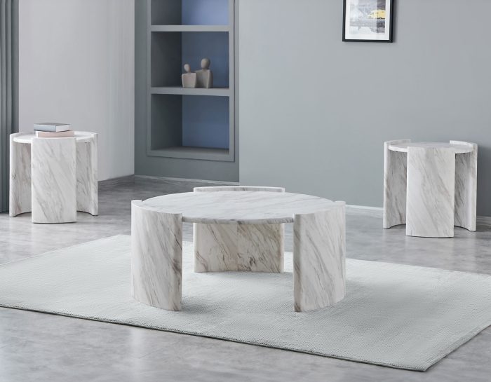 Merino 3 Pc Faux Marble Occasional Tables