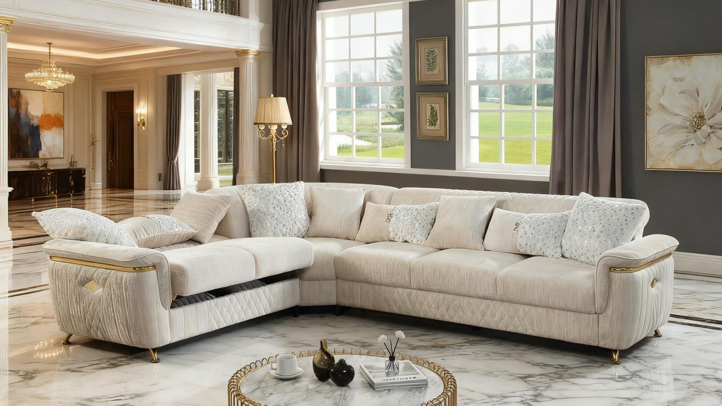 Argo 3 Pc Cream Reversible Sectional