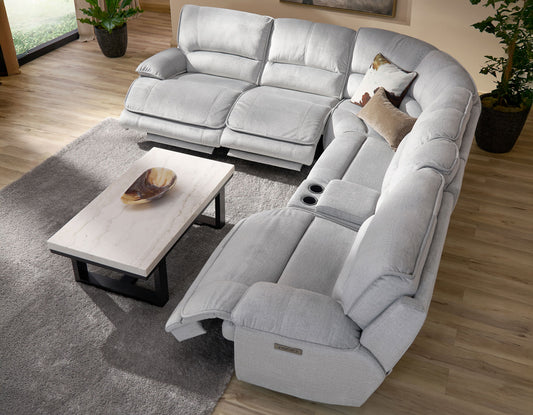 Olsen Silver 6 Pc Dual Power Sectional