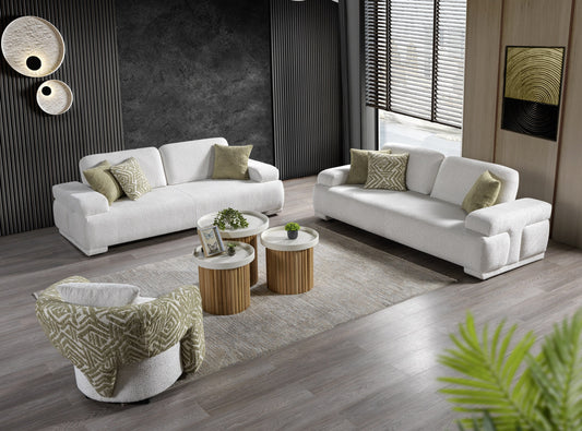 Pablo White Boucle 2 Pc Sofa Set