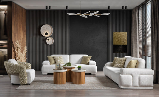 Pablo White Boucle 2 Pc Sofa Set