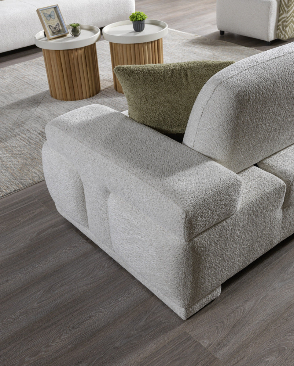 Pablo White Boucle 2 Pc Sofa Set