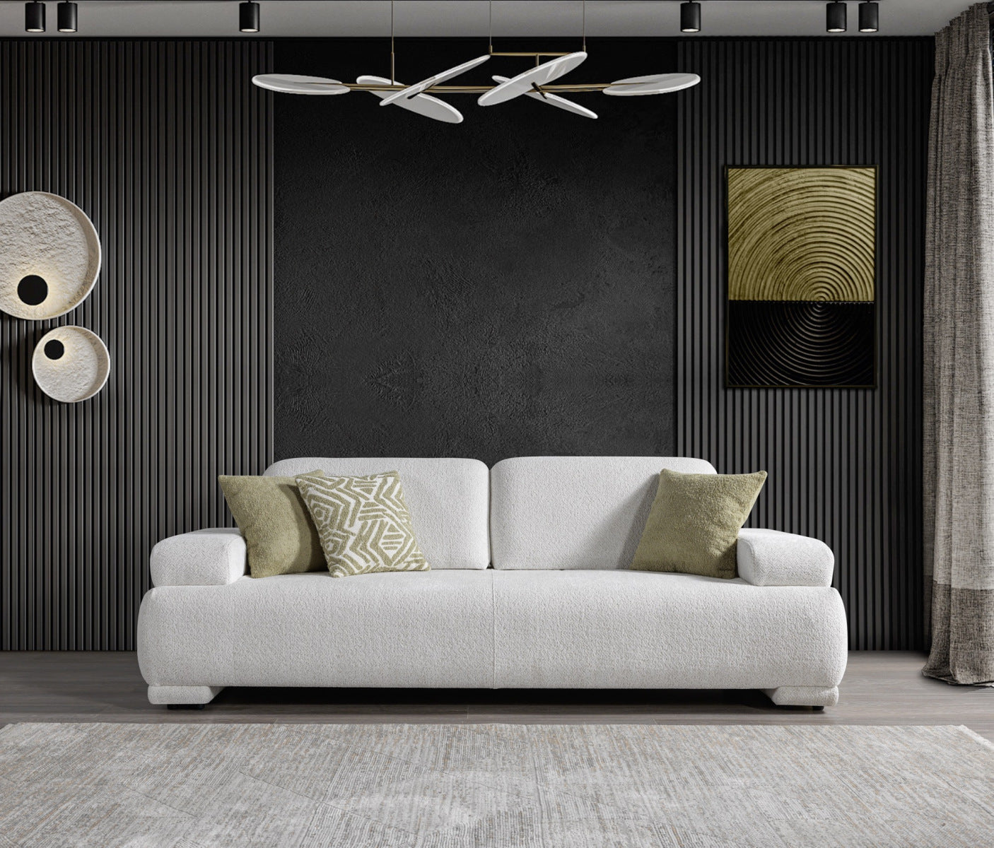 Pablo White Boucle 2 Pc Sofa Set