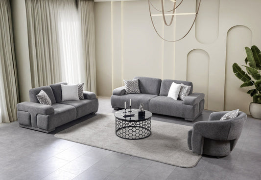 Pablo Gray Boucle 2 Pc Sofa Set