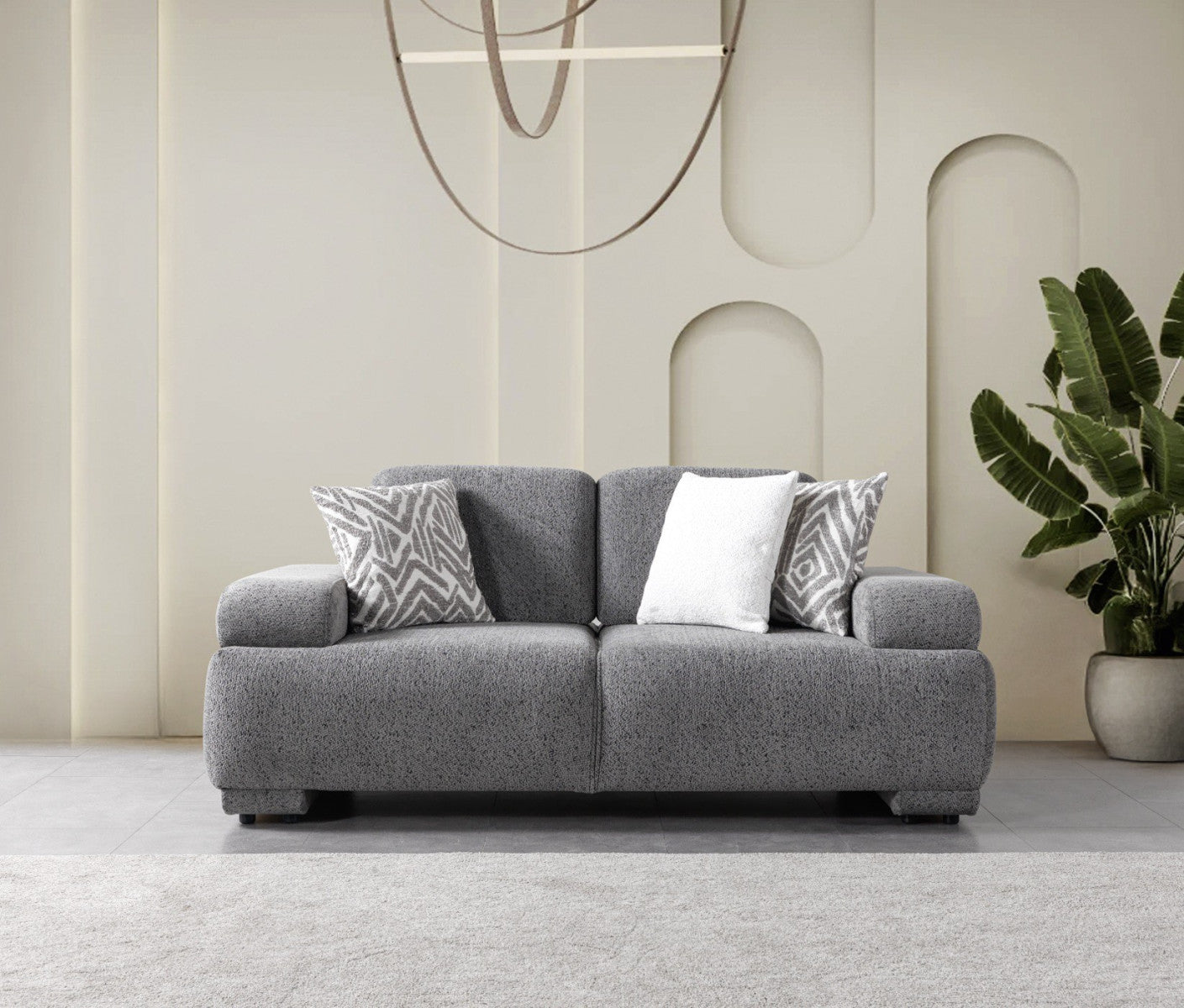 Pablo Gray Boucle 2 Pc Sofa Set