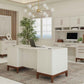 Pomona Double Pedestal Sofa White Desk Set
