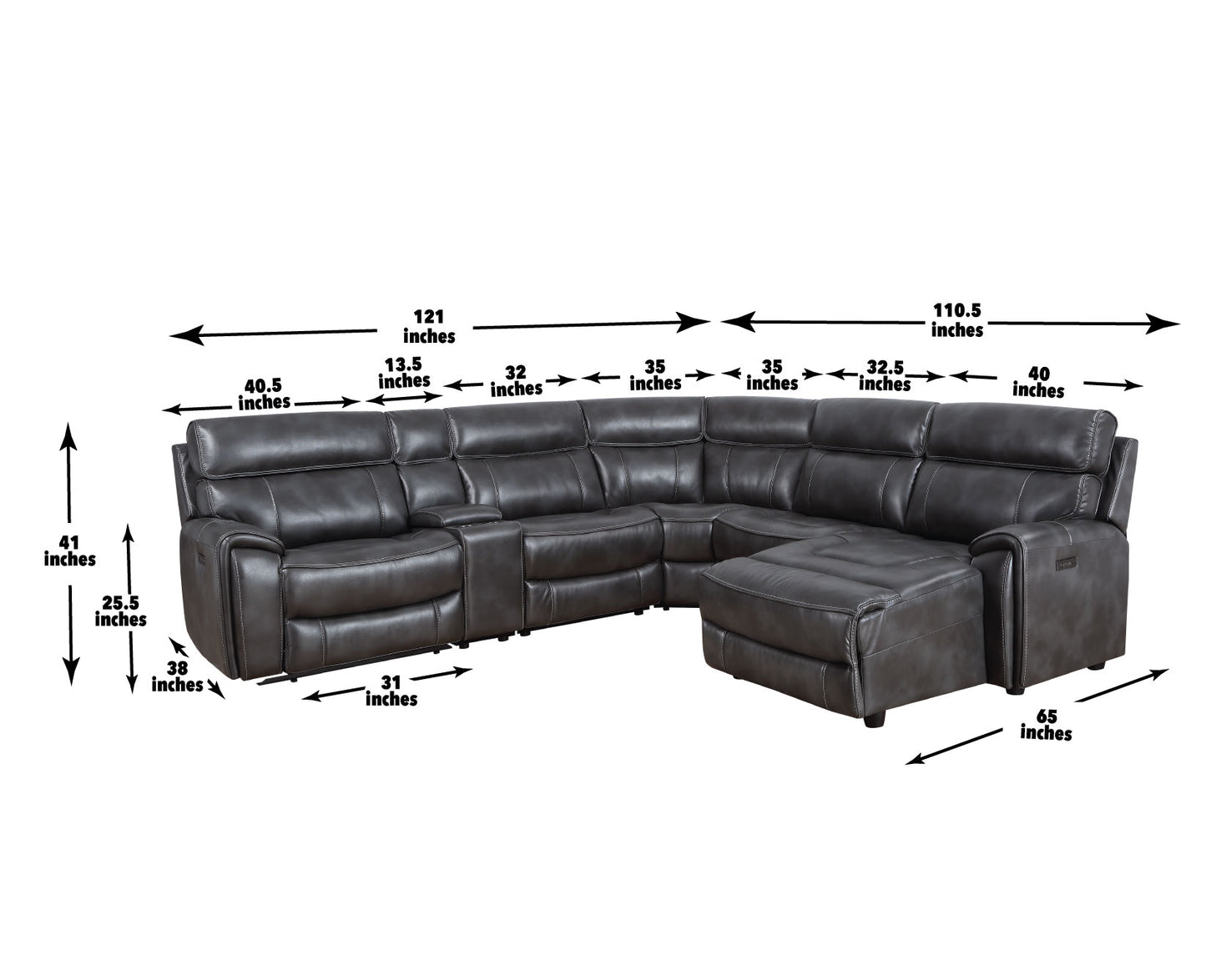 Steve Silver Provo 6-Piece Dual-Power Chaise Sectional