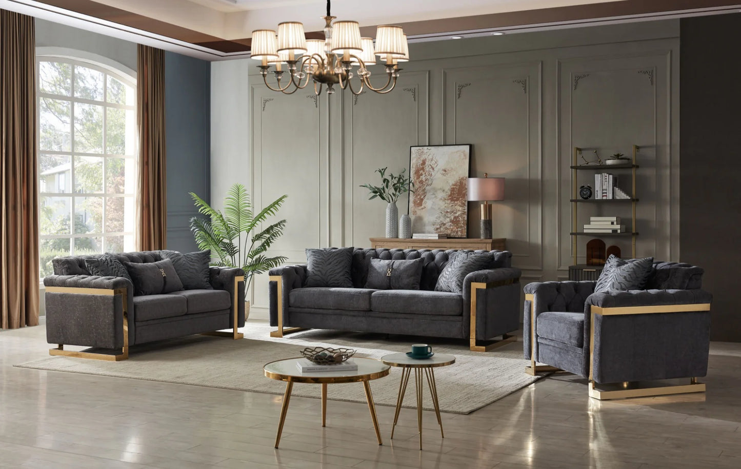 Riya Gray 2 Piece Sofa Collection by Cosmos