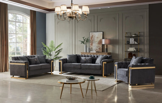 Riya Gray 2 Piece Sofa Collection by Cosmos
