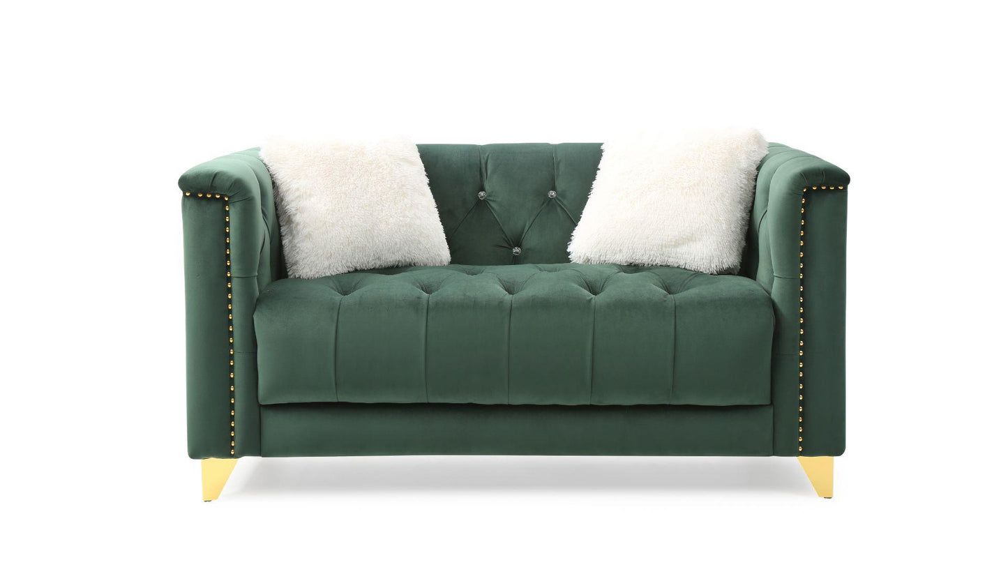 Russell 2 Pc Green Velvet Living Room Set