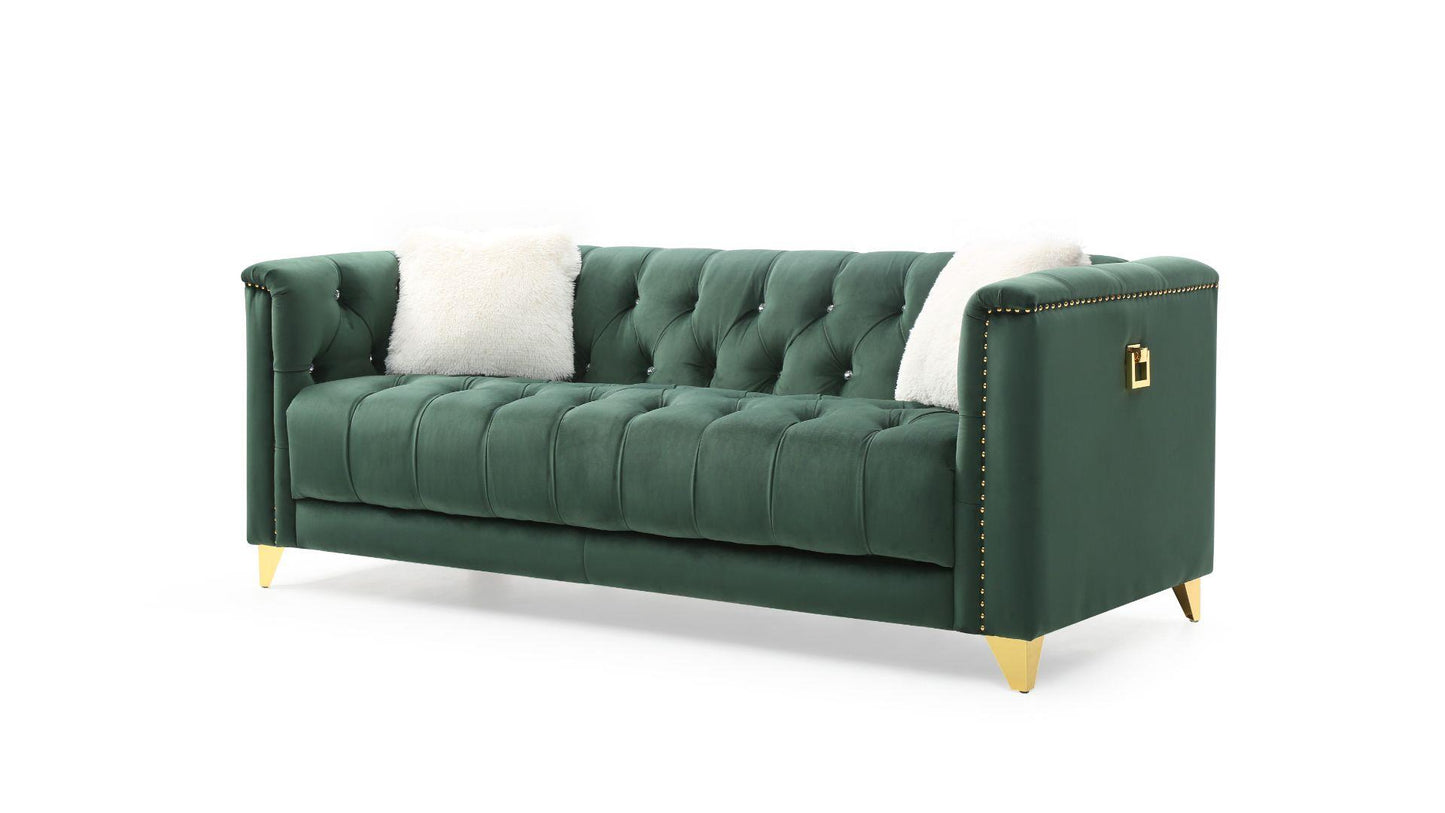 Russell 2 Pc Green Velvet Living Room Set