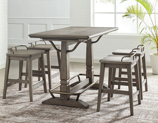 Ryan 5 Pc Gathering Table Dining Set - Smokey Oak Finish