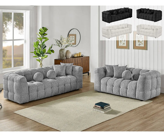 Boucle Tufted Sofa & Loveseat 3 Colors
