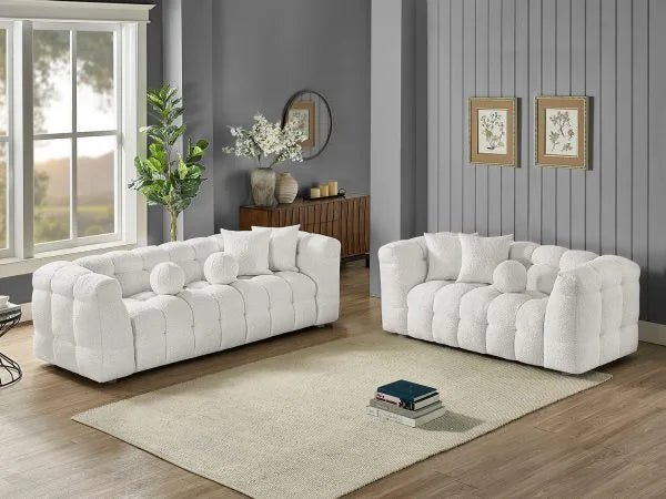Boucle Tufted Sofa & Loveseat 3 Colors