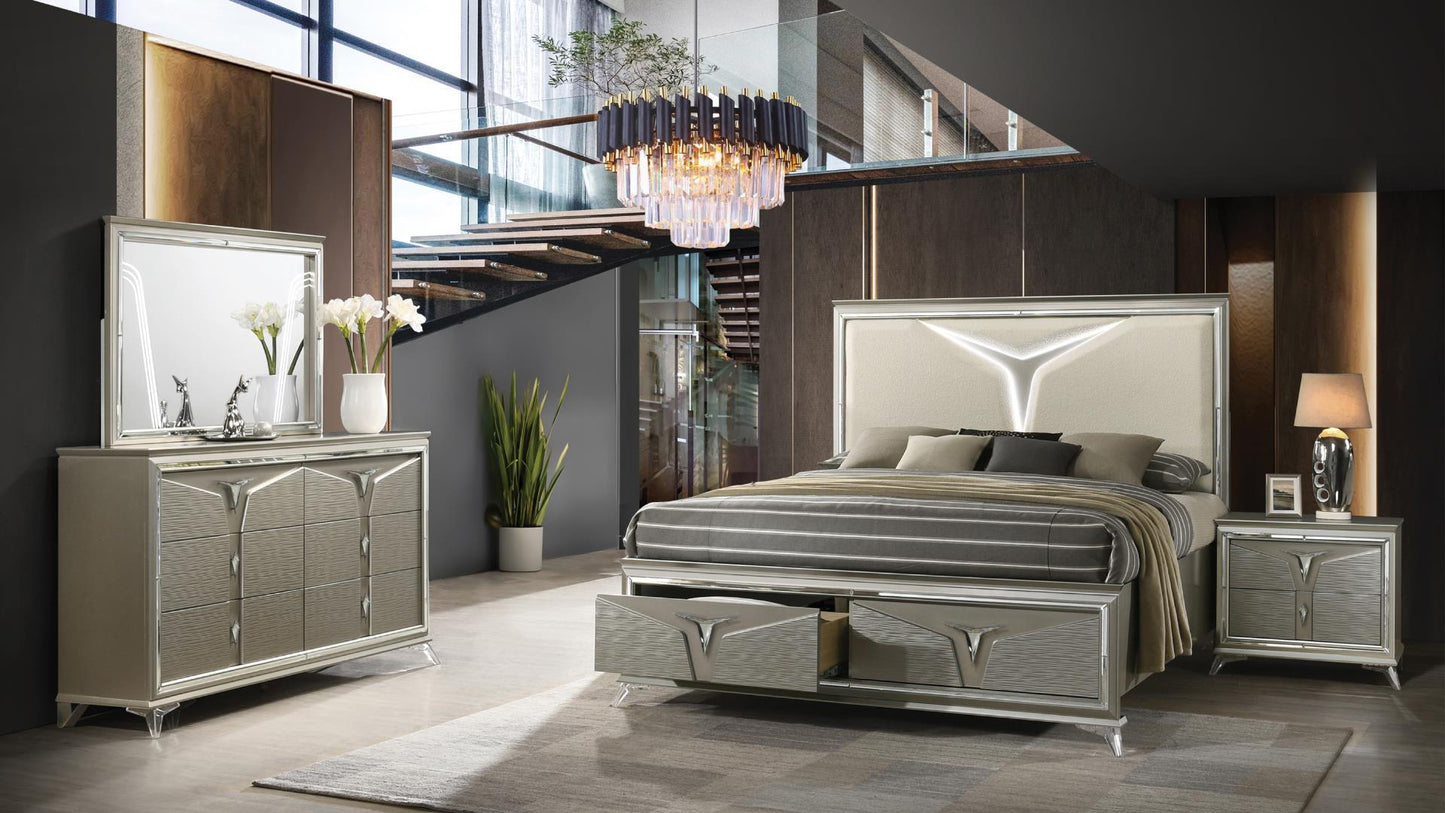 Galaxy Home Tiffany Olive Silver Bedroom Set