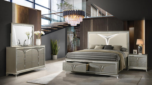Galaxy Home Tiffany Olive Silver Bedroom Set