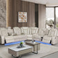 SF2827 McFerran Beige Leather Air Motion Sectional