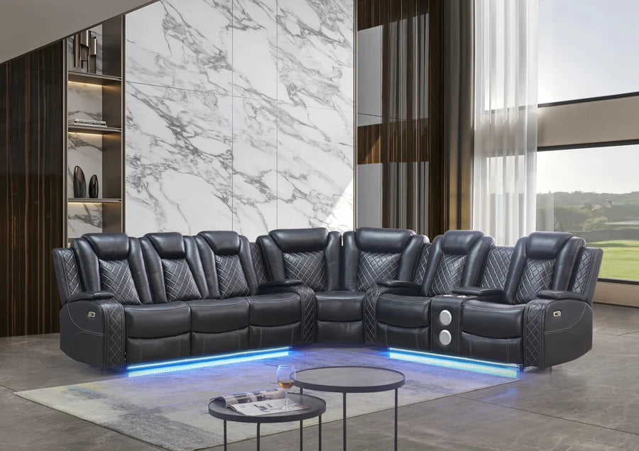 McFerran Home SF2828 Black Sectional LED Lights