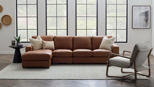 Salt Flat Tolland Customizable Italian Leather Sectional
