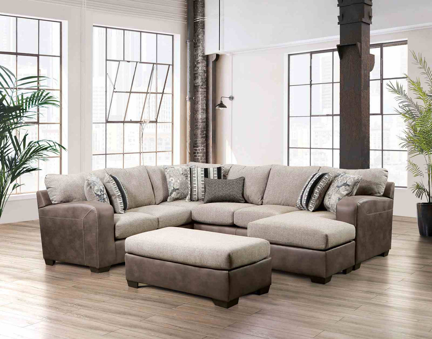 Ashenweald Sectional Brown Microfiber SM5404