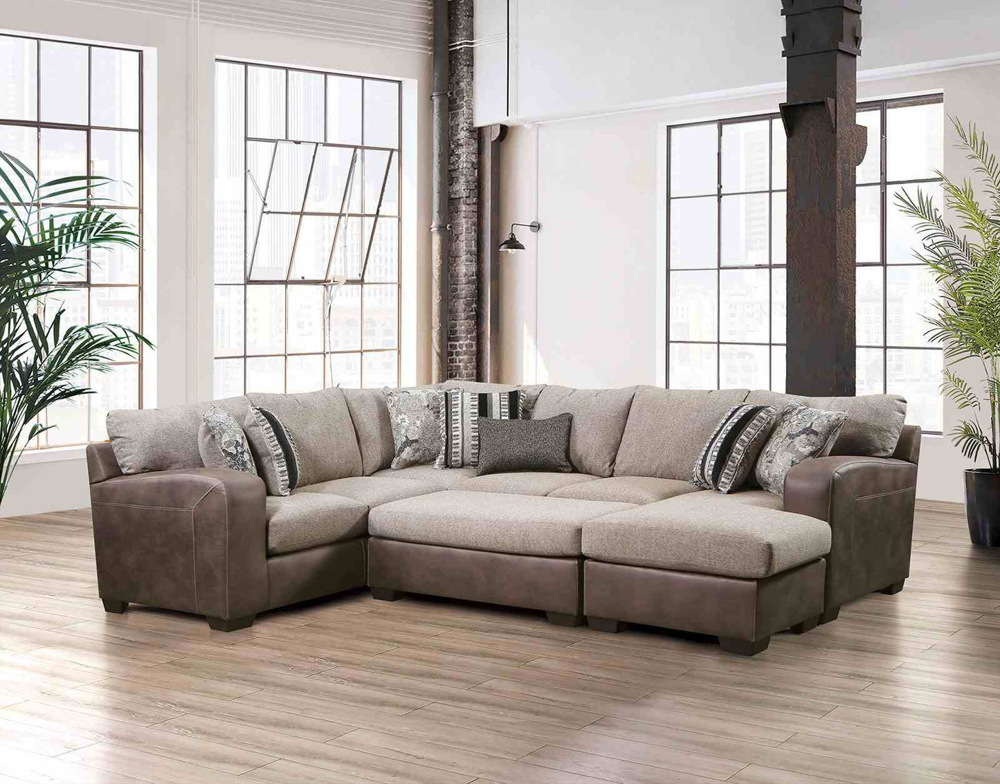 Ashenweald Sectional Brown Microfiber SM5404