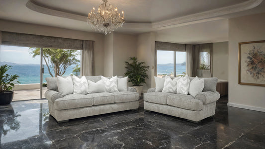 Nerone 2 Pc Gray Polyester Sofa Set