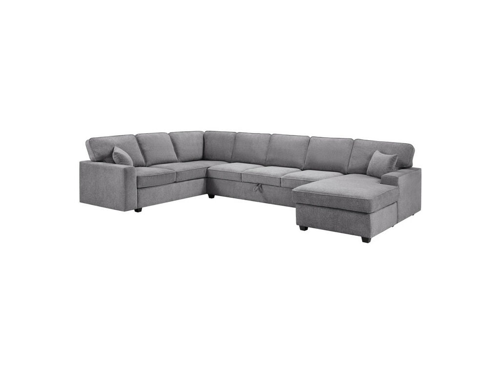 Samara Gray Chenille Storage Sectional 81620