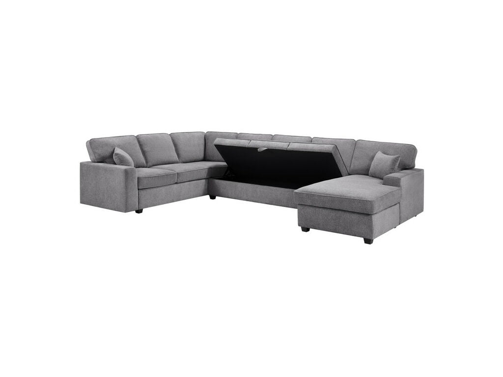 Samara Gray Chenille Storage Sectional 81620