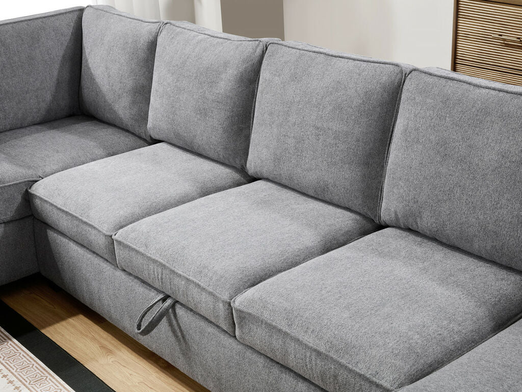 Samara Gray Chenille Storage Sectional 81620