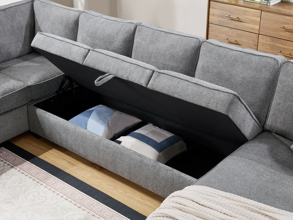 Samara Gray Chenille Storage Sectional 81620