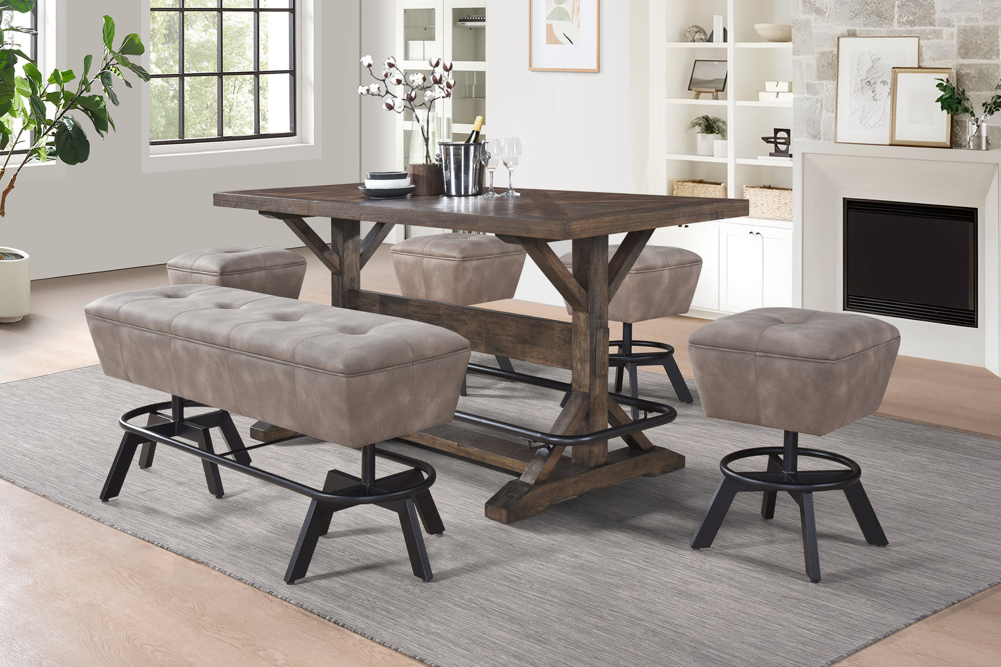 Sequoia 6 Pc Rustic Espresso Dining Set