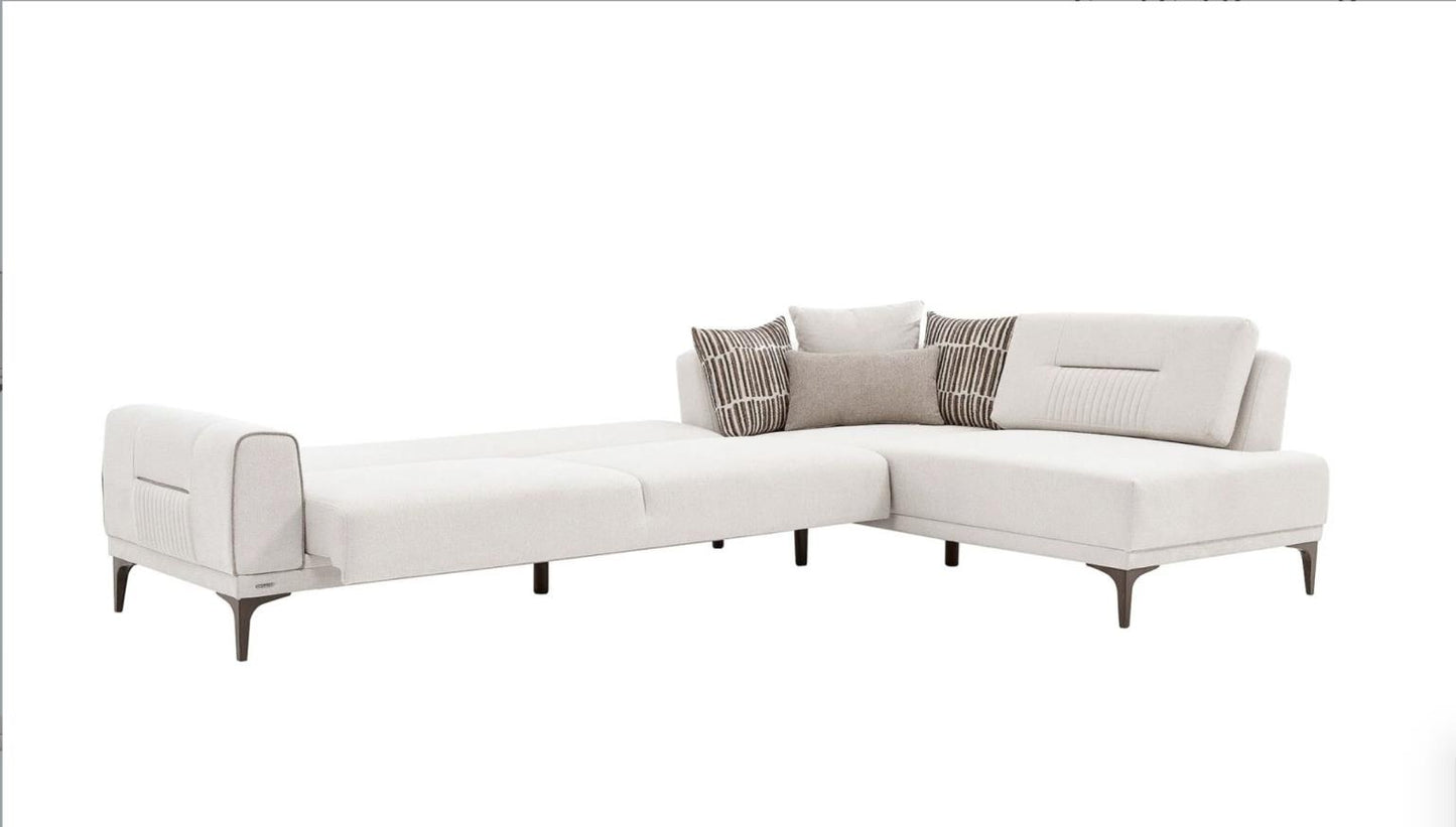 Seul Cream Sectional Sleeper by Bellona