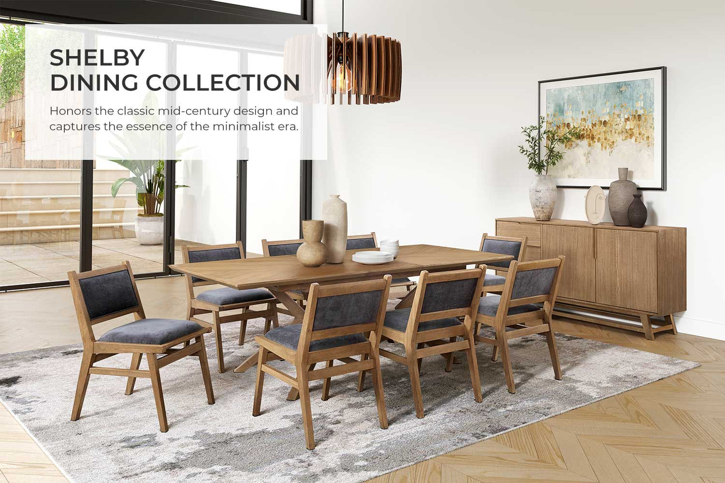 Shelby 7 Pc Mid Century Dining Set IMSY7240