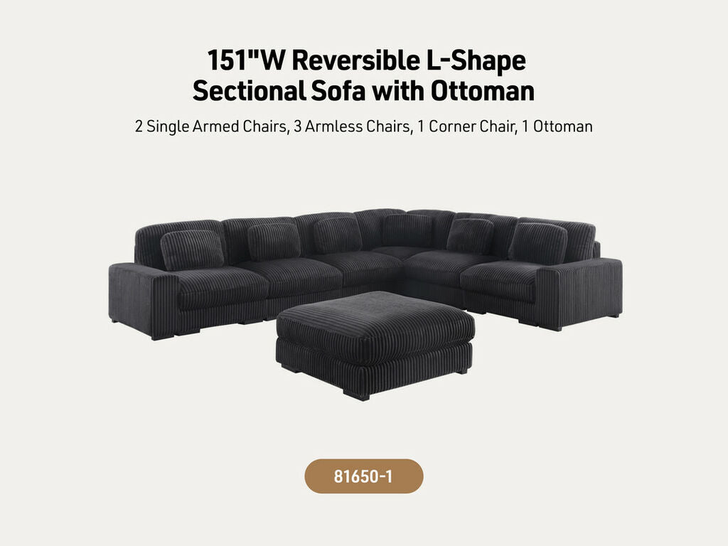 Sloane Charcoal Corduroy Modular Sectional