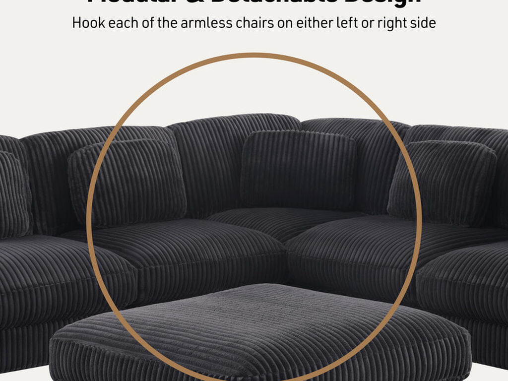Sloane Charcoal Corduroy Modular Sectional